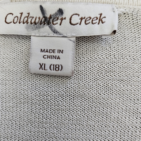 Coldwater Creek Silk Blend Cream Hook Closing Cardigan - Size XL - EUC - Picture 8 of 11